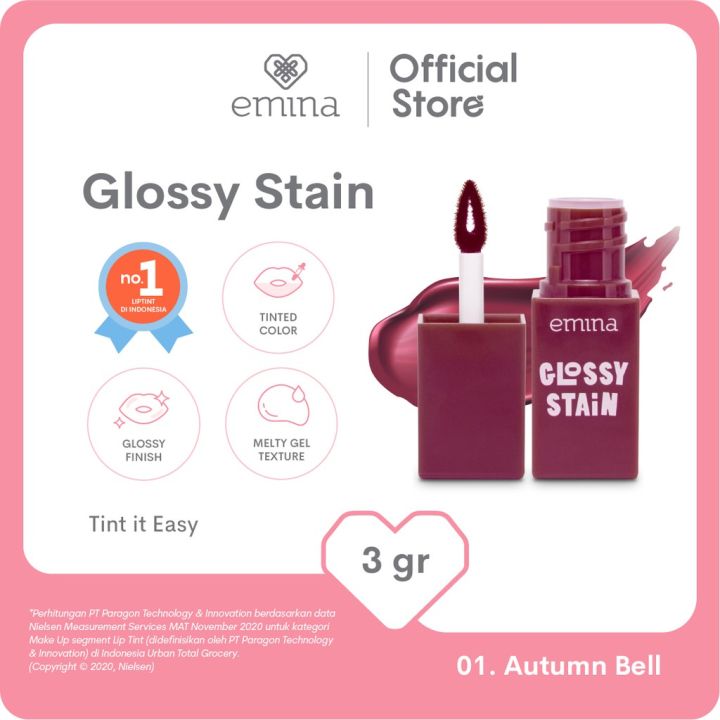 EMINA Glossy Stain 3 gr Lip Tint Gloss Hi Yaya Cosmetics Lazada