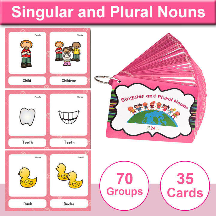 Kids Educational Plural Singular Flashcards Set Flashcard Learn English