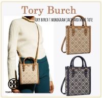 ?แท้ ลดราคา กระเป๋าสะพายมินิ ทรงเหลี่ยม ใบเล็ก Tory t monogram jacquard mini tote