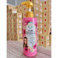 สีชมพู 1 ขวดแชมพูCavier Pure Keratin &amp; Nourishing ช่วยให้ผมนุ่มลื่นเงางาม กลิ่นหอมมากๆจร้า