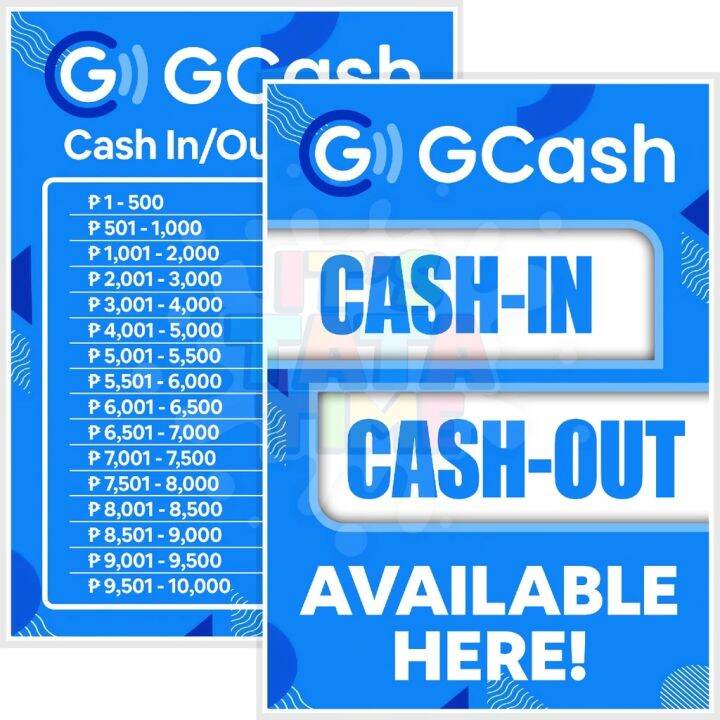 CashIn Cashout Load Gcash Signage A4 Lazada PH