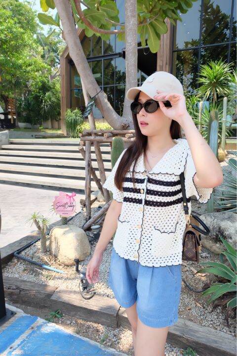 𝐒𝐰𝐞𝐞𝐭𝐜𝐮𝐛𝐛𝐲 เสื้อแขนสั้น ไหมพรมฉลุนุ่มฟูเนื้อดีสุดๆ PS-TOP202 | Lazada.co.th