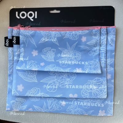 Starbucks Blue Cherry Blossom Zip Pocket Set ( 3 ชิ้น )