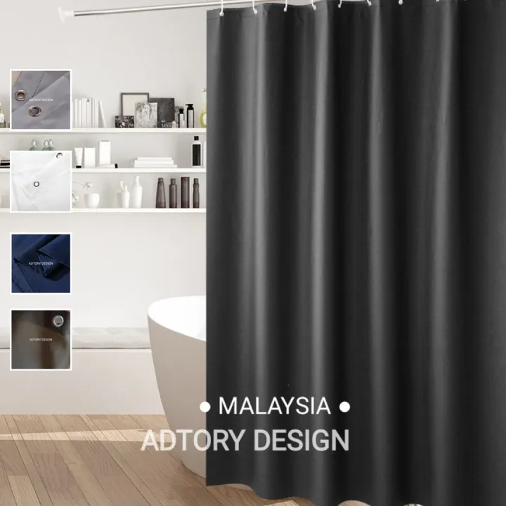 Ready Stock Malaysia Adtory Quality, Solid Black Shower Curtain