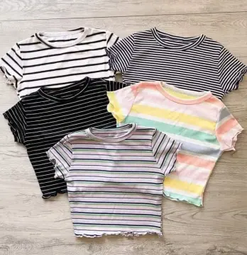 Buy Tshirt Crop Top Stripe online | Lazada.com.ph
