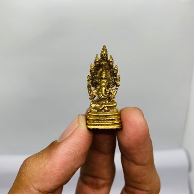 พระพิฆเนศ นั่งบัลลังค์นาคราช7เศียร เนื้อทองเหลือง งานนำเข้าจากประเทศอินเดีย
