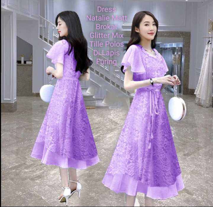 Dress Wanita Kekinian dress Natalie Matt Brokat Model Dress Natal