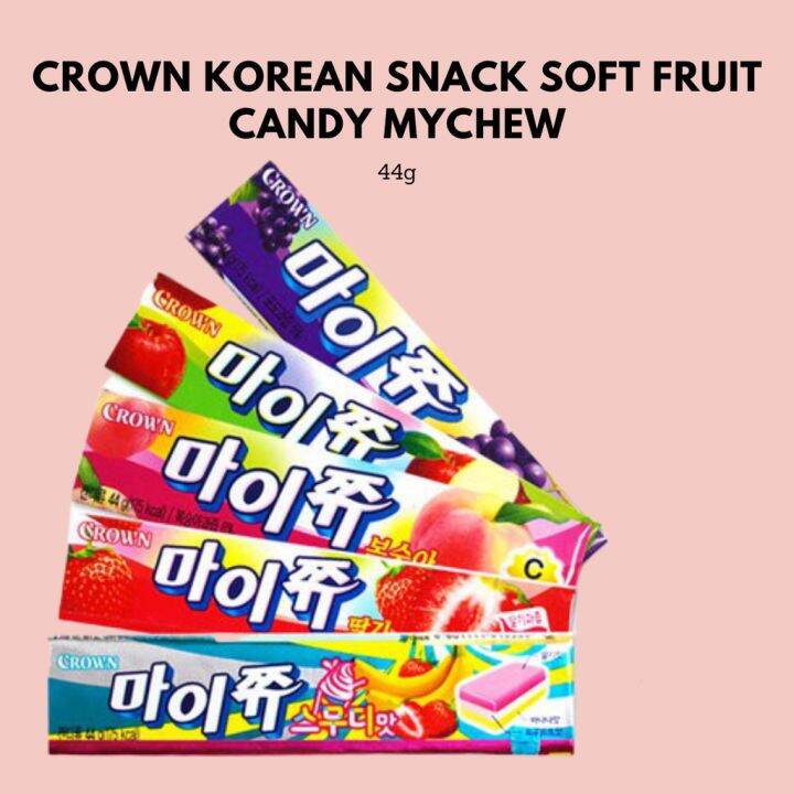 Soft Strawberry Chewy Candy 44g (Korean Crown My Chew Fruity Chewy ...