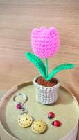 กระถางดอกไม้โครเชต์ ดอกไม้ถักโครเชต์เย็บติดทั้งดอก(ไม่ใช้กาวติด)?Crochet mini flower???