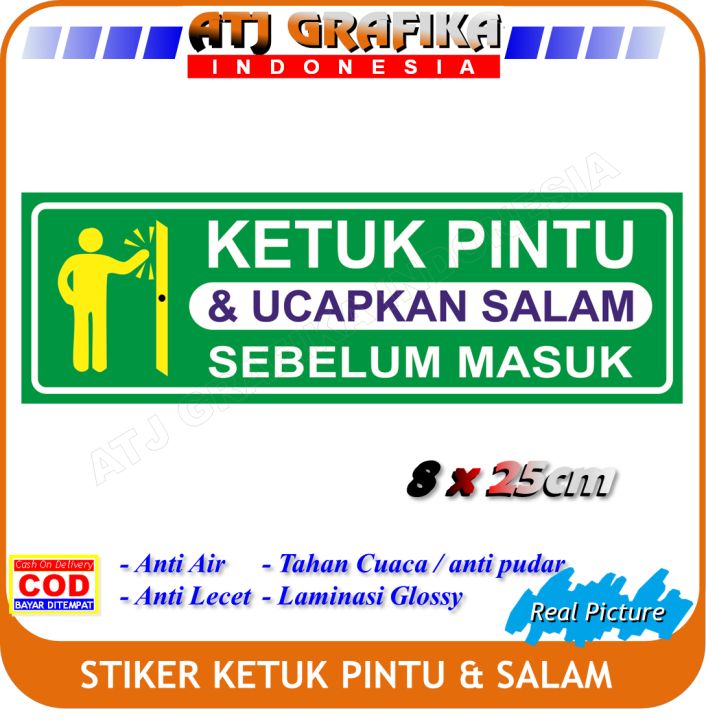 Stiker Ketuk Pintu Dan Ucapkan Salam Sticker Pintu Kamar Rumah Kantor Toko Islam Lazada Indonesia