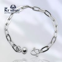Kr silver | สร้อยข้อมือเงินแท้ ลายโซ่เรือ หน้ากว้าง 5 มิล ความยาวสร้อยข้อมือ ยาว 6 นิ้ว ยาว 7 นิ้ว