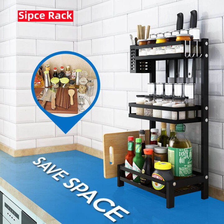 Kitchen Spice Rack Stainless Steel Seasoning Storage Rack Condiment Rack Seasoner Rack Lazada