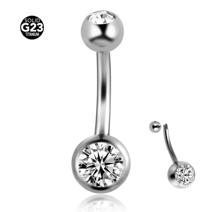 16G 3A cz gem for belly navel piercing ring body jewelry implant grade ...