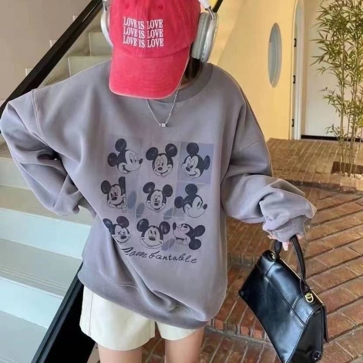 พร้อมส่ง-เสื้อแขนยาว-เสื้อกันหนาวลายมิกกี้เมาส์-ฟรีไซส์-อก44-สเวตเตอร์กันหนาว-เสื้อแฟชั่นผู้หญิง