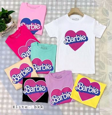 เสื้อยืด ลาย Barbie หัวใจ ผ้านุ่มเด้ง