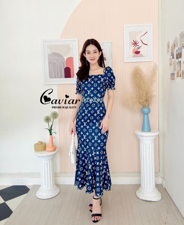 1266-พร้อมส่ง-s-3xl-mermaid-dress-เดรสพิมพ์ลาย-เดรสสวยๆ-เดรสยาว-ชุดออกงาน-ชุดเพื่อนเจ้าสาว-ชุดไปทะเล-ชุดไปงาน-งานป้าย