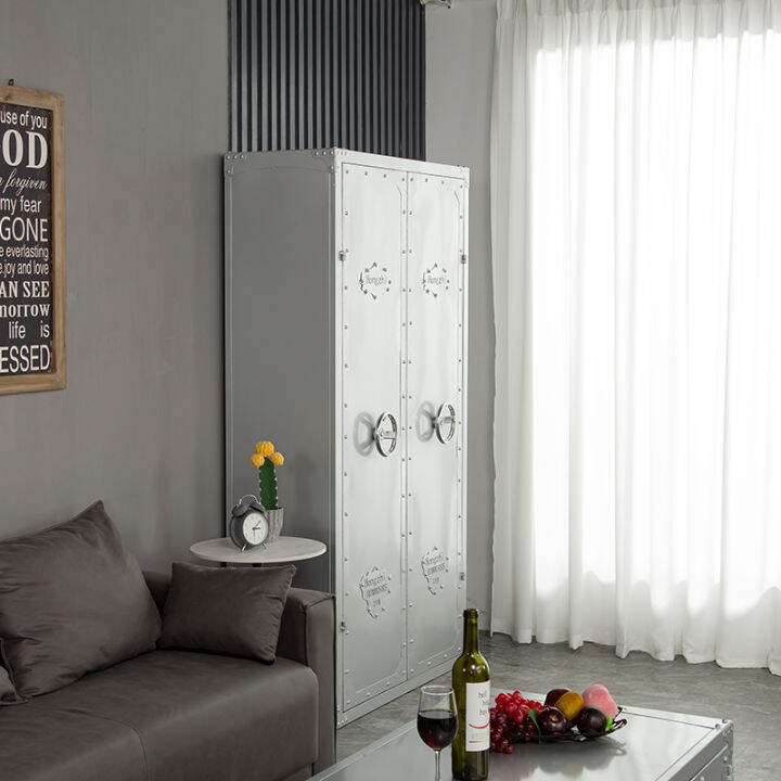 American Country Iron Locker Metal Wardrobe Storage Vintage