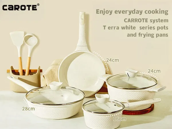 CAROTE 15pcs Pots and Pans Set, Nonstick Cookware Set Detachable Handl