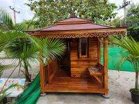 บ้านไม้สัก ขนาดห้อง 2.2 × 2.2 เมตรระเบียงหน้า 1เมตร พร้อมชุดไฟสามารถเข้าอยู่ได้เลย