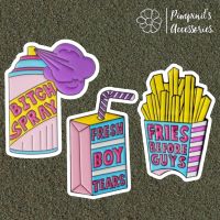 ʕ •ᴥ•ʔ ✿ พร้อมส่ง : เข็มกลัดเซ็ทเฟรนฟราย,กล่องนมและกระป๋องสเปรย์ | French Fries, Milk Box &amp; Spray Can Enamel Brooch Pin