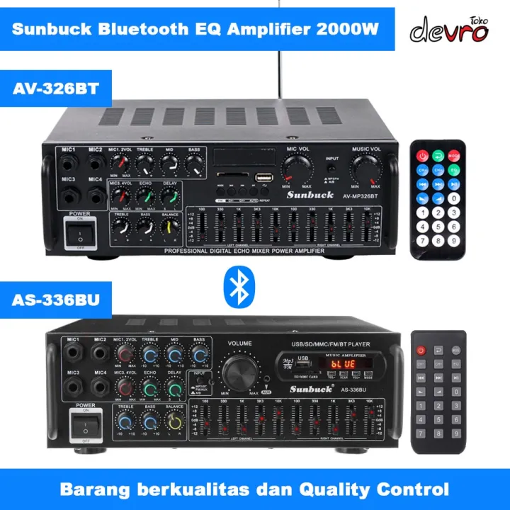 Power Audio Amplifier 2000 Watt Eq Bluetooth Karaoke Home Teather