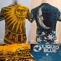 ?Liquid blue  Sun&amp;Moon OVP Vintage เสื้อยืดOvp มัดย้อม งานลิขสิทธิ์แท้ มือ1 ลิขขวิดบลู