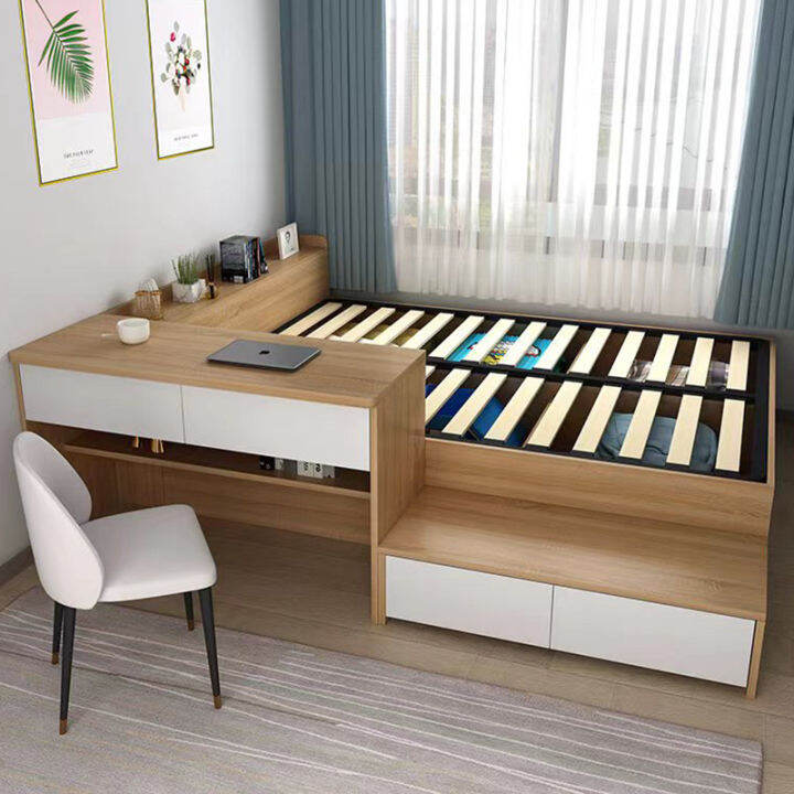 Board Bed Simple Modern 1.2 M Children's Desk Bed Integrated Box ...