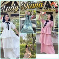 ?Lady Diana Dress?เดรสยาว เดรสขนมชั้น เดรสเจ้าหญิง เดรสยาวแขนตุ๊กตา เดรสคาเฟ่