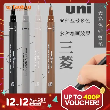 Uni Pin Fineliner Drawing Pen - Dark Grey Tone - 0.5mm - Box of 12