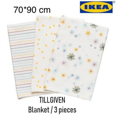 IKEA Tillgiven cotton 100% ผ้าอ้อม ผ้าซับน้ำลาย ผ้าห่อตัวเด็ก ผ้าอ้อมเด็กแรกเกิด อิเกียแท้ อ่านก่อนซื้อ 3 ชิ้น 70*90 cm.
