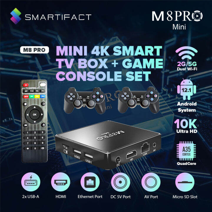 Smartifact MXQ Pro M8 PRO 4K Smart TV Box + Game Console Set Support 2.4G/5G Dual WiFi Android