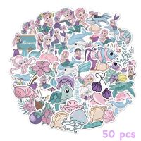 Sticker สติ๊กเกอร์ นางเงือก 225 เจ้าหญิง 50ชิ้น น้องน่ารักมาก ปลา ทะเล baby shark เด็ก Mermaid เงือก ariel แอเรียล เบบี้ชาร์ค