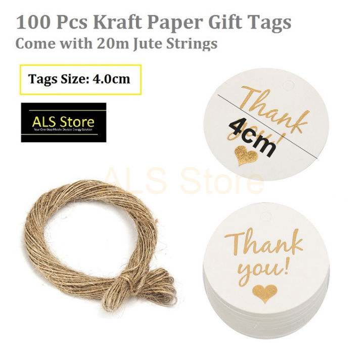 Pack of 100 Kraft Paper Gift Tags & Natural Jute Twine 100pcs Brown Card  Labels