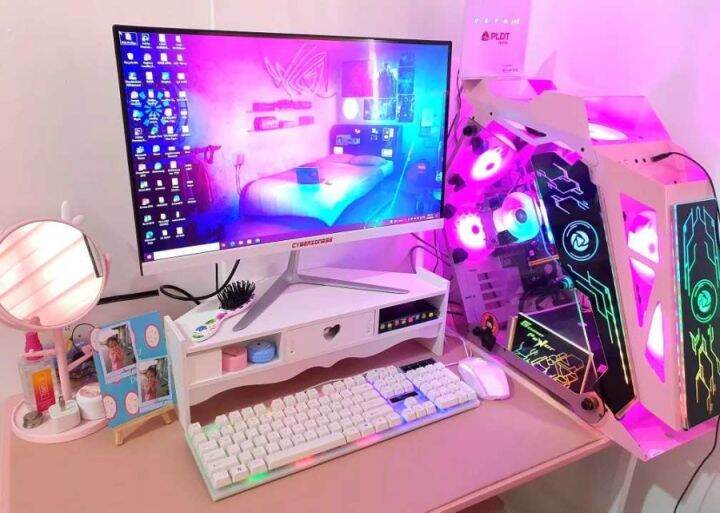 AESTHETIC Meja Monitor Estetika Stand Monitor Stand Laptop Rak Peninggi