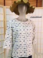 Cottonblouse  D016 เสื้อผ้าฝ้ายพื้นเมืองพิมพ์ลาย เบลาส์ใส่สบายๆ แฟชั่นวินเทจ ทั้งทำงานและลำลอง