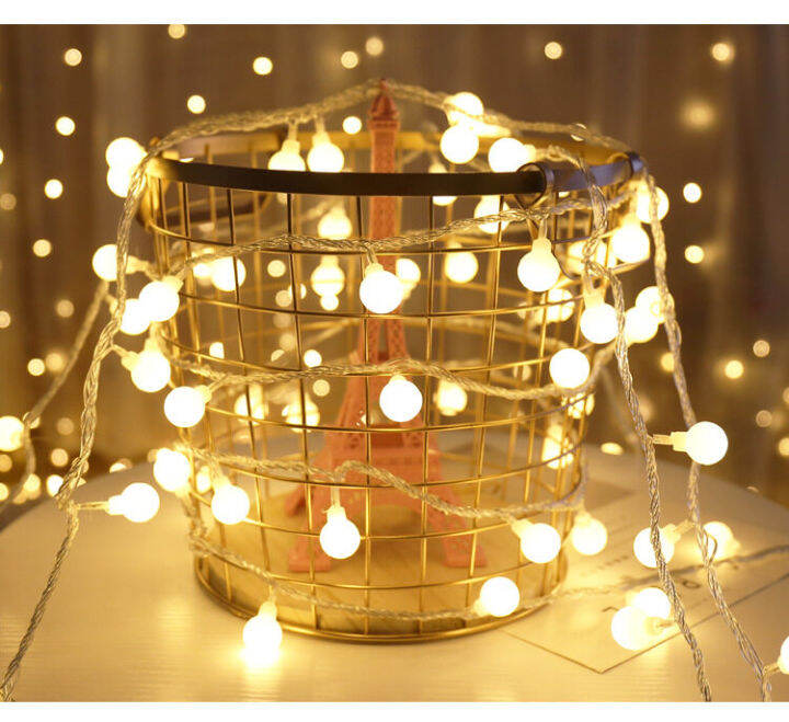 Ball String Lights With Battery Indoor Bedroom Decorations Bulbs Lamp