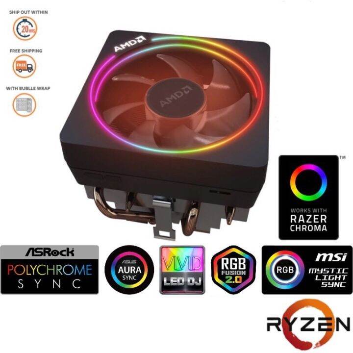 AMD Wraith Prism CPU Cooler Fan RGB Heatsink Socket AM4 AM3 AM3+ AM2 ...