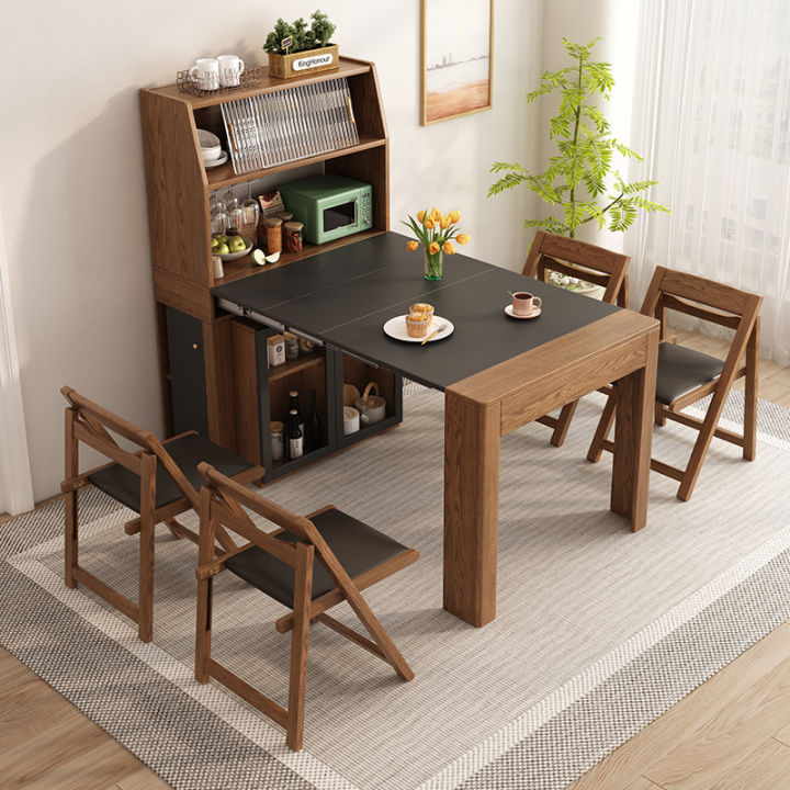 Nordic Small Apartment Solid Wood Retractable Folding Dining Table ...