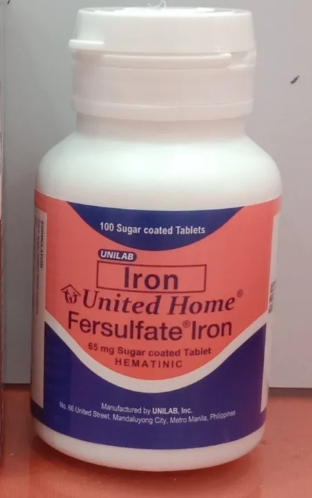 United Home Ferrous Sulfate Iron 65mg Sugar Coated Tablet 100's Anti ...