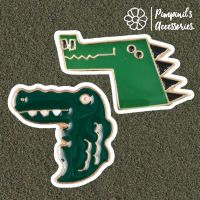 ?? พร้อมส่ง : ? เข็มกลัดเซ็ทจระเข้สีเขียว | Green Crocodile Enamel Brooch Pin Set.