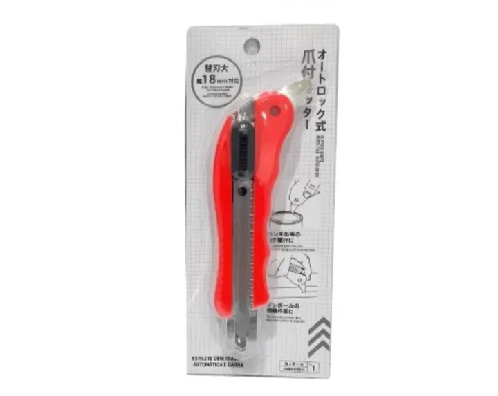 Daiso Pisau Cutter Serbaguna Dengan Tab Ukuran 6 x 17 x 2 cm Orange