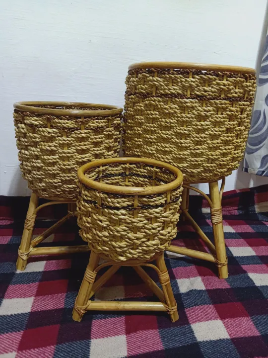Rattan Basket Planter Set with Stand Lazada PH