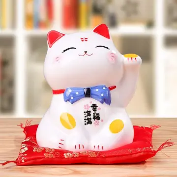 Lucky Fortunes Cat Japanese Gold Lucky Cat With Waving Arm Battery Operated  Restaurant Decoration