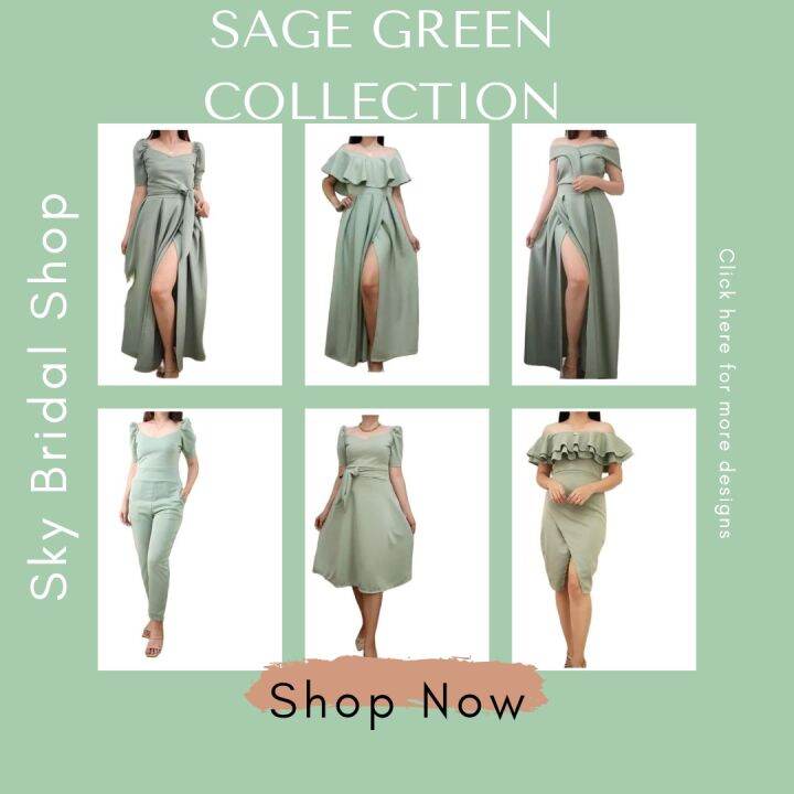 BRIDESMAIDS GOWN SAGE GREEN BRIDAL ENTOURAGE DRESSES Lazada PH
