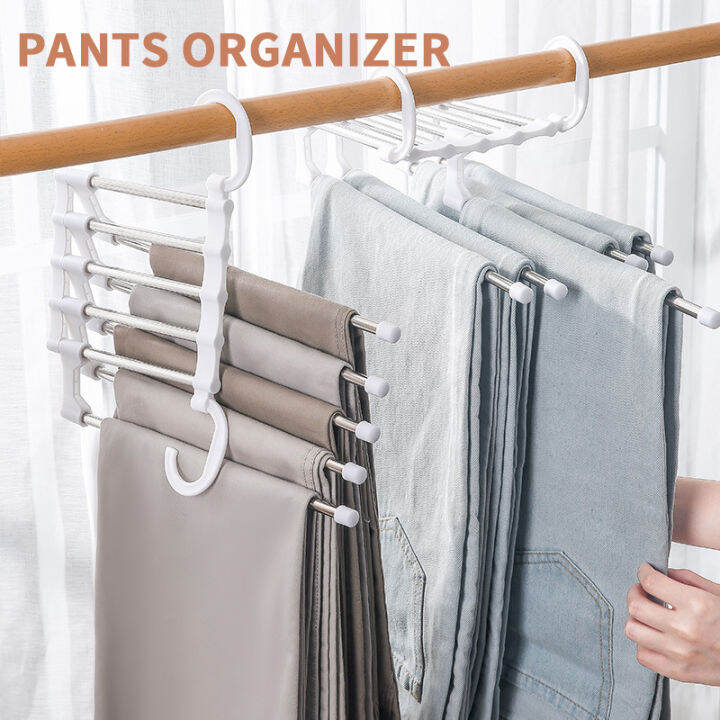 Stainless Steel Pants Hanger Organizer Multifunctional 5in1 Clothes