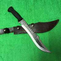 อุปกรณ์เดีนป่า BUCK KNIVES 96-3 ยาว 44cm ใบลาย ปลายแหลม ด้ามยาง พร้อมช่องหนังสีน้ำตาล พกพาเดินป่า