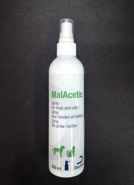 malacetic-spray-สเปรย์พ่นผิวหนังสัตว์เลี้ยงที่ติดเชื้อแบคทีเรีย-เชื้อรา-ช่วยลดกลิ่นอับชื้น-ไม่ทำให้ผิวแห้ง-ขนาด-230ml-สำหรับสุนัขและแมว-เหมาะกับเชื้อยีสต์และแบคทีเรีย