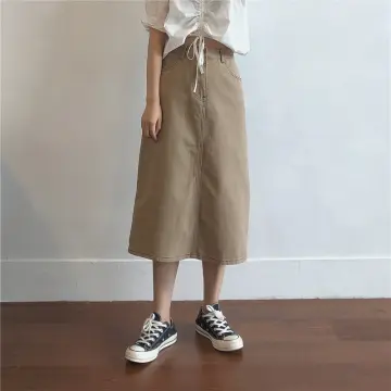 Mid length outlet khaki skirt womens