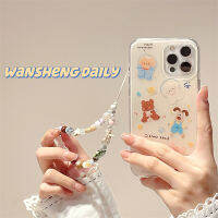 Play Sheng เคสโทรศัพท์มือถือลายภาพสีน้ำมันลายการ์ตูนนักบินอวกาศน่ารักรูปสัตว์เล็กสำหรับ iphone13promax iPhone 13เคสป้องกันซิลิโคนสองชั้นกันกระแทกไอเดียสร้างสรรค์มีโซ่แบบใหม่สำหรับผู้หญิง11 14Pro 12 15PM