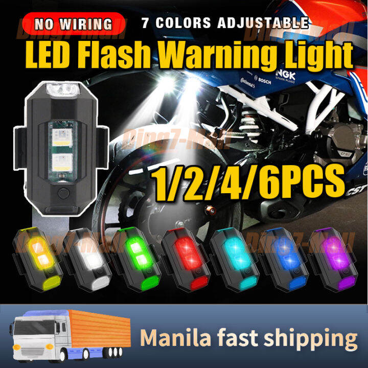 🇵🇭 7 Colors RGB Motorcycle Charging flash lamp airplane lights strobe ...